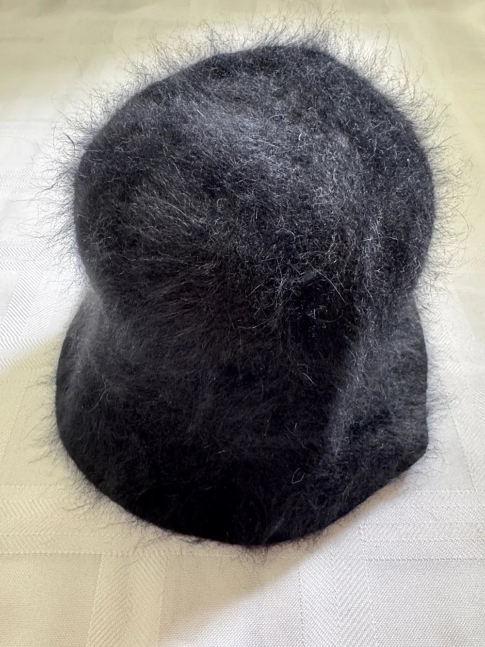 Women's Black Angora-Blend Bucket Hat